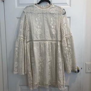 Altar’d State Bat Wing Cream Crochet Lace Dress